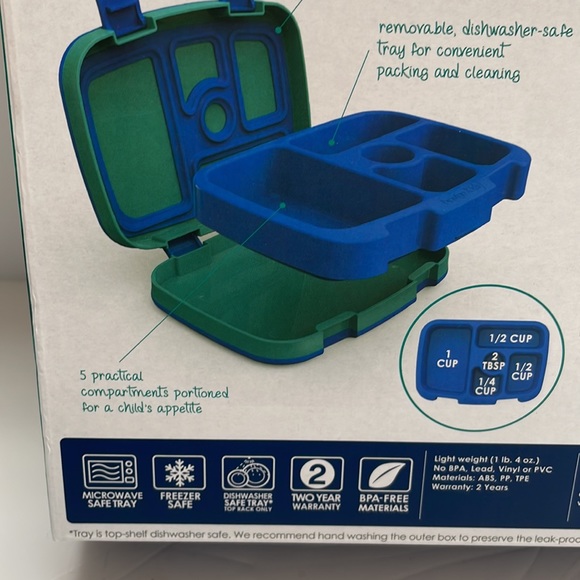 Bento Box Boys Blue Green NIB Kid’s Shark Bentgo Lunchbox BPA Free - Picture 5 of 5
